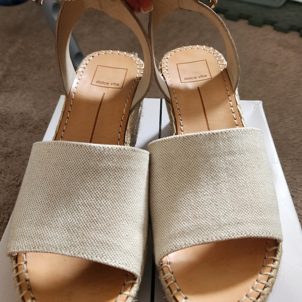 Dolce Vita Cream Espadrille Shoes with Woven Strap